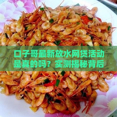 口子哥最新放水网贷活动是真的吗？实测揭秘背后真相！