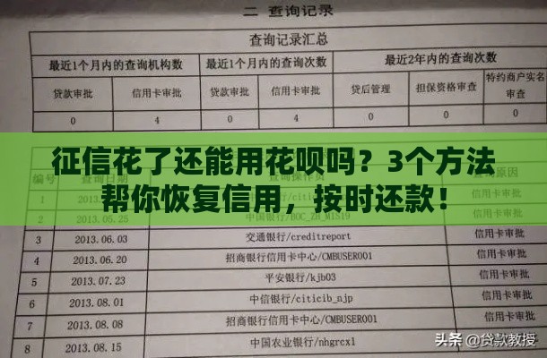 征信花了还能用花呗吗？3个方法帮你恢复信用，按时还款！