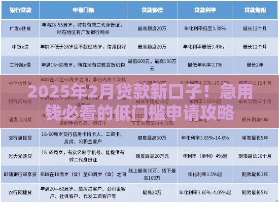 2025年2月贷款新口子！急用钱必看的低门槛申请攻略