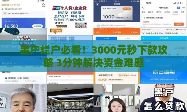 黑户烂户必看！3000元秒下款攻略 3分钟解决资金难题