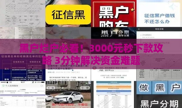 黑户烂户必看！3000元秒下款攻略 3分钟解决资金难题