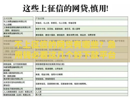 不上征信的网贷有哪些？急用钱必看这几个好下款平台！