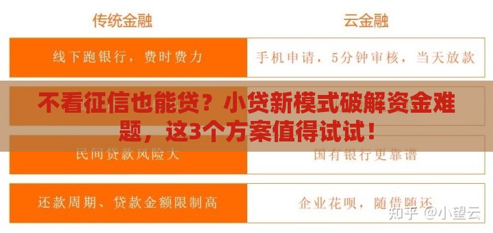 不看征信也能贷？小贷新模式破解资金难题，这3个方案值得试试！