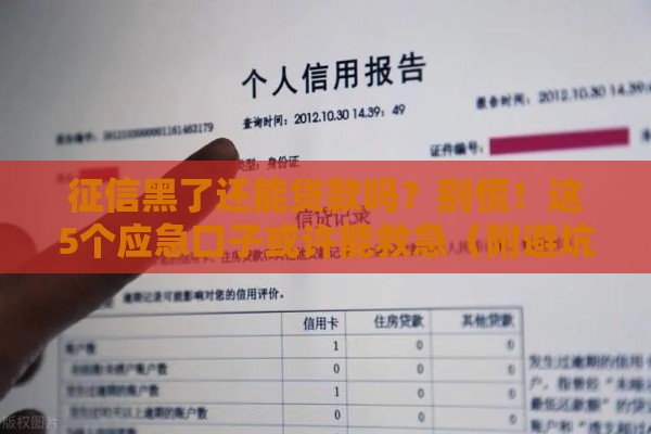 征信黑了还能贷款吗？别慌！这5个应急口子或许能救急（附避坑指南）