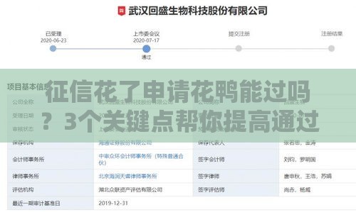 征信花了申请花鸭能过吗？3个关键点帮你提高通过率