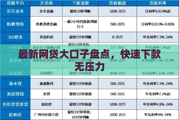 最新网贷大口子盘点，快速下款无压力