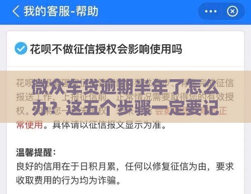 微众车贷逾期半年了怎么办？这五个步骤一定要记牢！
