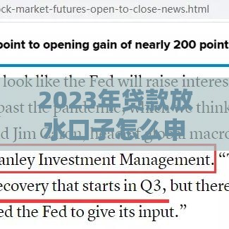 2023年贷款放水口子怎么申请？手把手教你避坑技巧