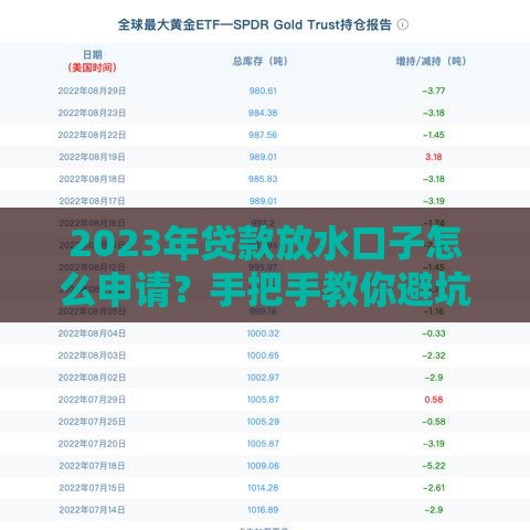 2023年贷款放水口子怎么申请？手把手教你避坑技巧