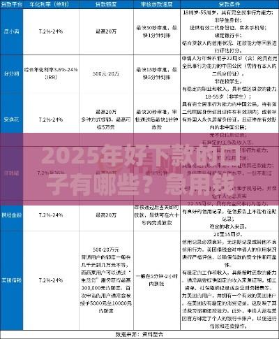 2025年好下款的口子有哪些？急用钱必看攻略