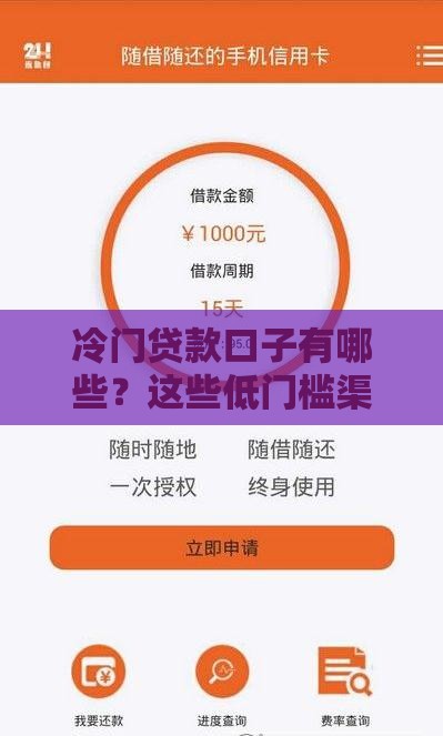 冷门贷款口子有哪些？这些低门槛渠道你知道吗？