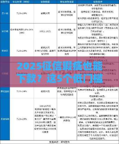 2025征信瑕疵也能下款？这5个低门槛渠道亲测有效！