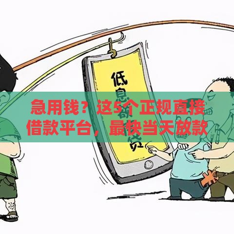 急用钱？这5个正规直接借款平台，最快当天放款！