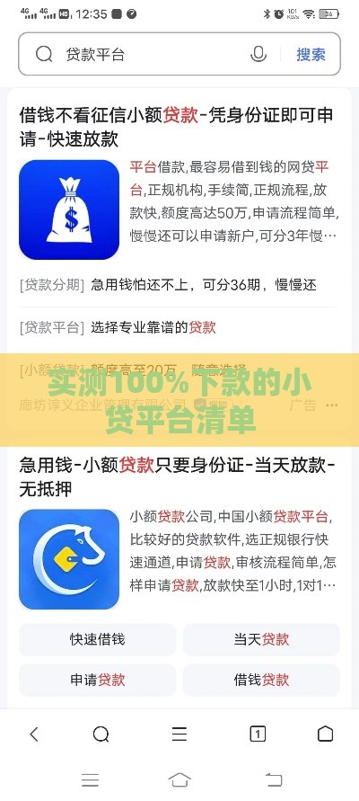 实测100%下款的小贷平台清单