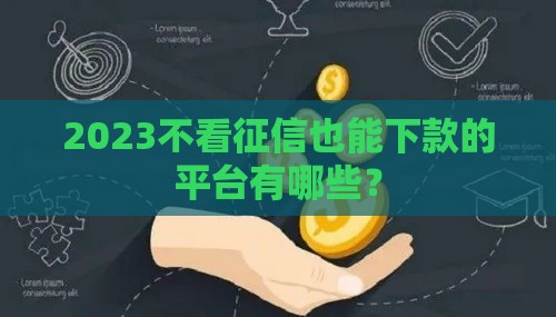 2023不看征信也能下款的平台有哪些？