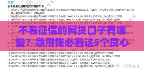 不看征信的网贷口子有哪些？急用钱必看这5个良心推荐！