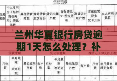 兰州华夏银行房贷逾期1天怎么处理？补救攻略来了！