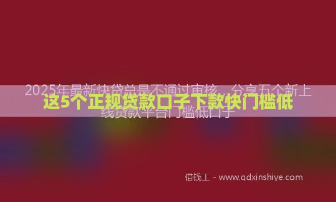 这5个正规贷款口子下款快门槛低