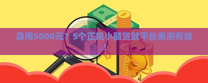 急用5000元？5个正规小额贷款平台亲测有效！