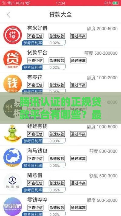 腾讯认证的正规贷款平台有哪些？最新低息口子避坑指南