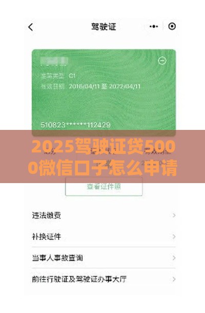 2025驾驶证贷5000微信口子怎么申请？5个关键点帮你避坑！