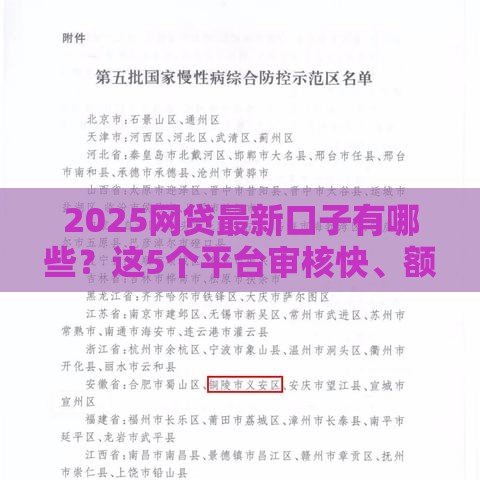 2025网贷最新口子有哪些？这5个平台审核快、额度高！