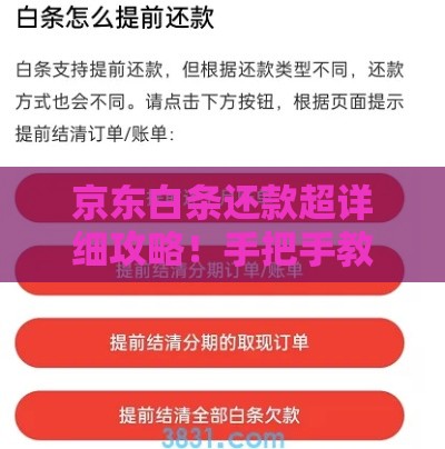 京东白条还款超详细攻略！手把手教你3种方法+避坑技巧