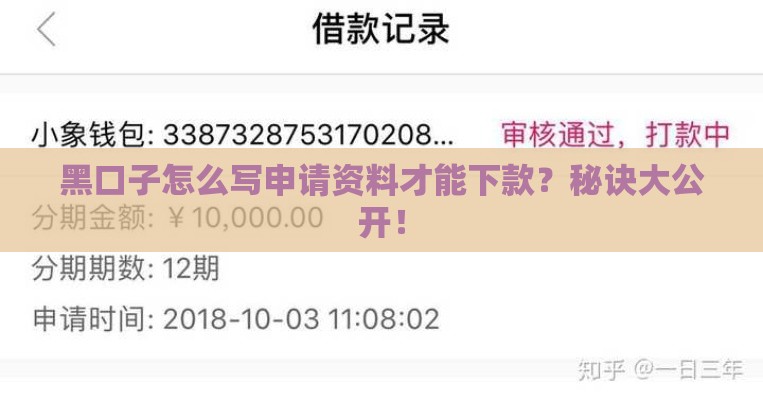 黑口子怎么写申请资料才能下款？秘诀大公开！