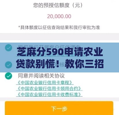 芝麻分590申请农业贷款别慌！教你三招顺利过审