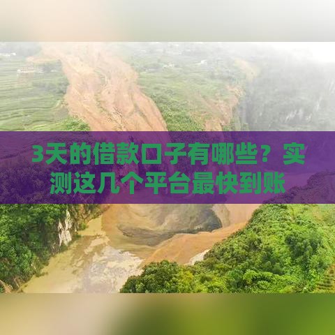 3天的借款口子有哪些？实测这几个平台最快到账