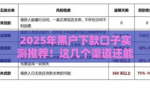 2025年黑户下款口子实测推荐！这几个渠道还能用？
