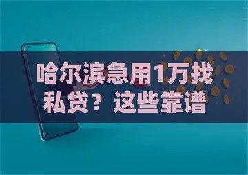 哈尔滨急用1万找私贷？这些靠谱渠道你得知道！