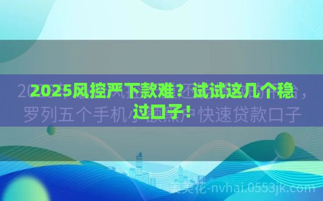 2025风控严下款难？试试这几个稳过口子！