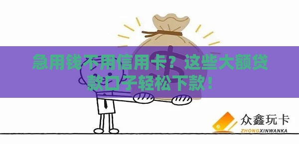 急用钱不用信用卡？这些大额贷款口子轻松下款！