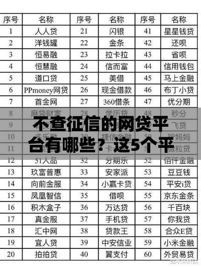 不查征信的网贷平台有哪些？这5个平台靠谱吗
