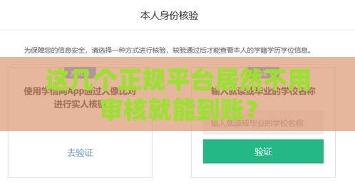 这几个正规平台居然不用审核就能到账? 这几个正规平台居然不用审核就能到账?