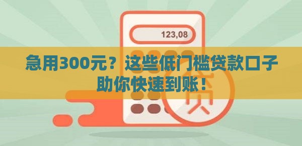 急用300元？这些低门槛贷款口子助你快速到账！