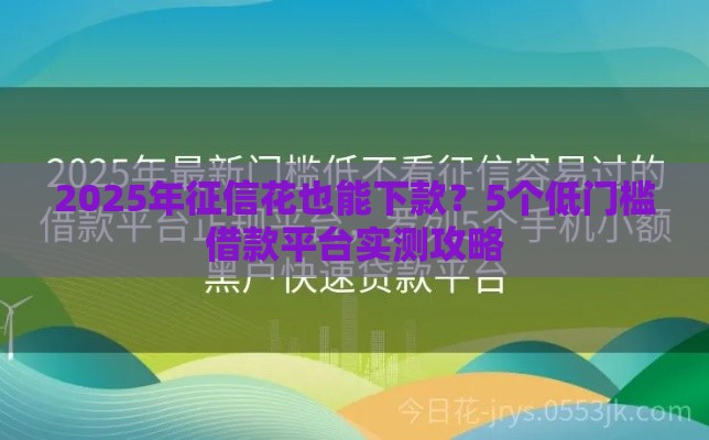 2025年征信花也能下款？5个低门槛借款平台实测攻略