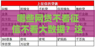 哪些网贷不看征信不看大数据？这几家下款快