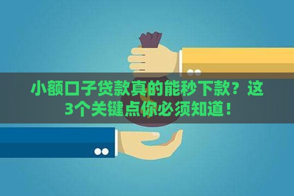 小额口子贷款真的能秒下款？这3个关键点你必须知道！