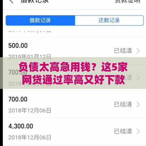 负债太高急用钱？这5家网贷通过率高又好下款