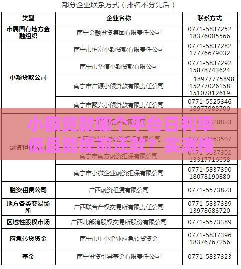小额贷款哪个平台日利率低且能提前还款？实测推荐！
