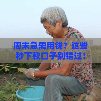 周末急需用钱？这些秒下款口子别错过！