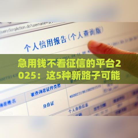 急用钱不看征信的平台2025：这5种新路子可能管用