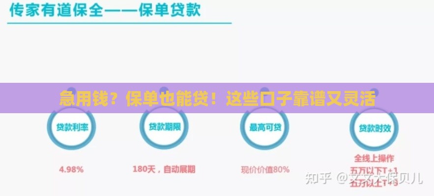 急用钱？保单也能贷！这些口子靠谱又灵活