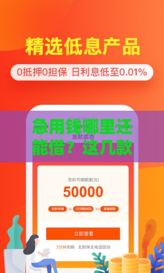 急用钱哪里还能借？这几款新口子审核快门槛低