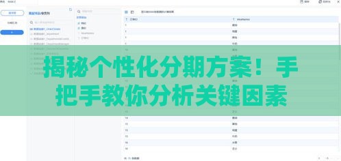 揭秘个性化分期方案！手把手教你分析关键因素