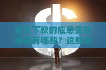 当天下款的应急贷款渠道有哪些？这些细节别忽略