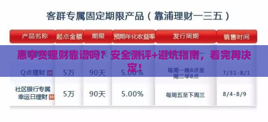 惠享贷理财靠谱吗？安全测评+避坑指南，看完再决定！