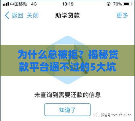 为什么总被拒？揭秘贷款平台通不过的5大坑